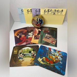 7 piece‎ Vintage Disney Curated Bundle, includes postcards, cards, and tin.